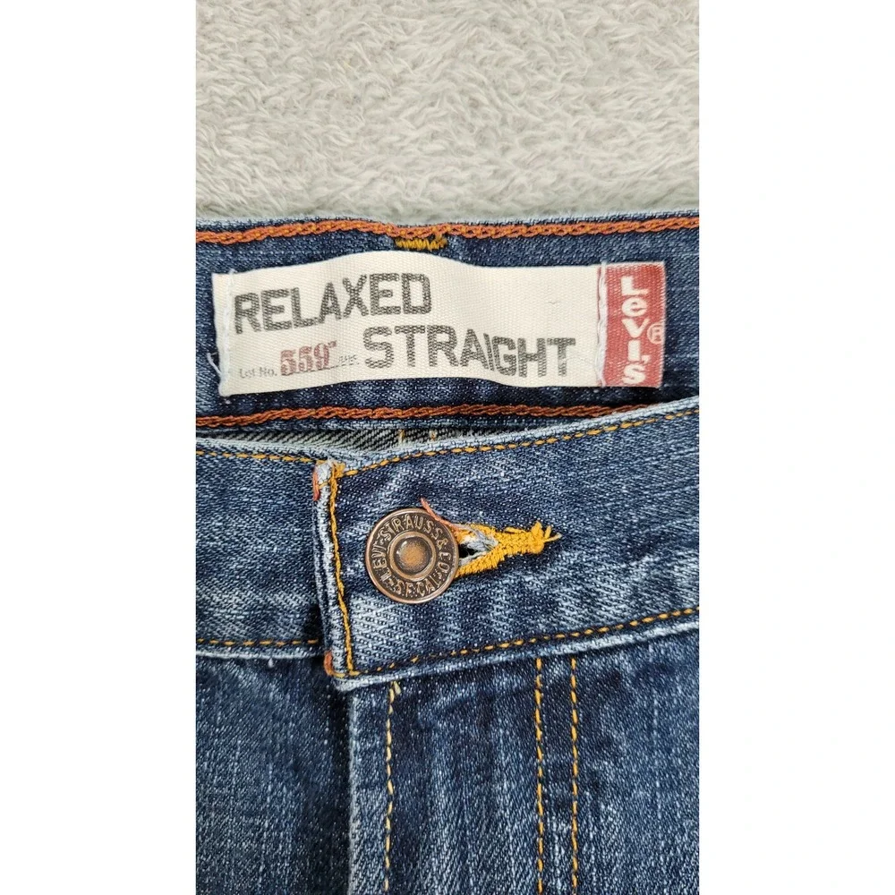 Levis 559 Relaxed Straight Jeans Mens 33x34 Medium Wash Blue 100% Cotton Denim